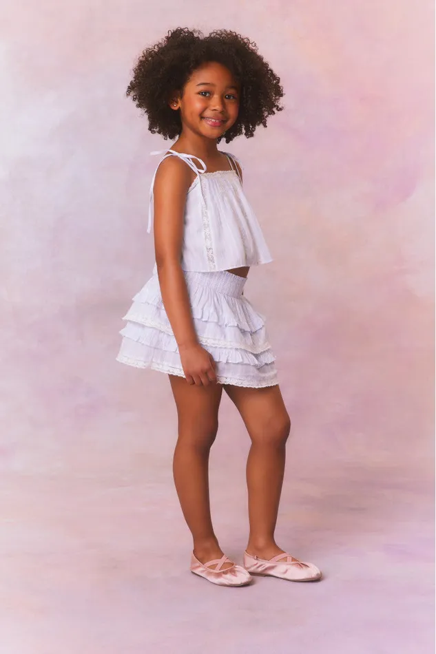 Kids Girls LoveShackFancy Girls Billie Cotton Stripe Skirt Vintage Voyage