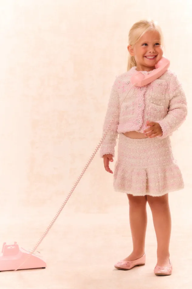 Kids Girls LoveShackFancy Girls Bryce Knit Skirt Vanilla Blush