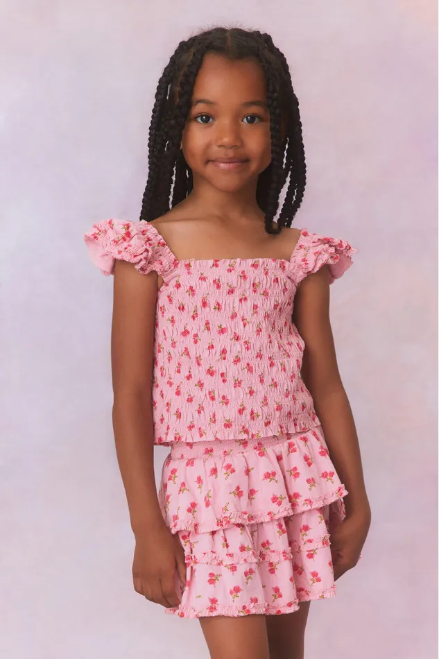 Kids Girls LoveShackFancy Girls Caspia Top Cherry Pink