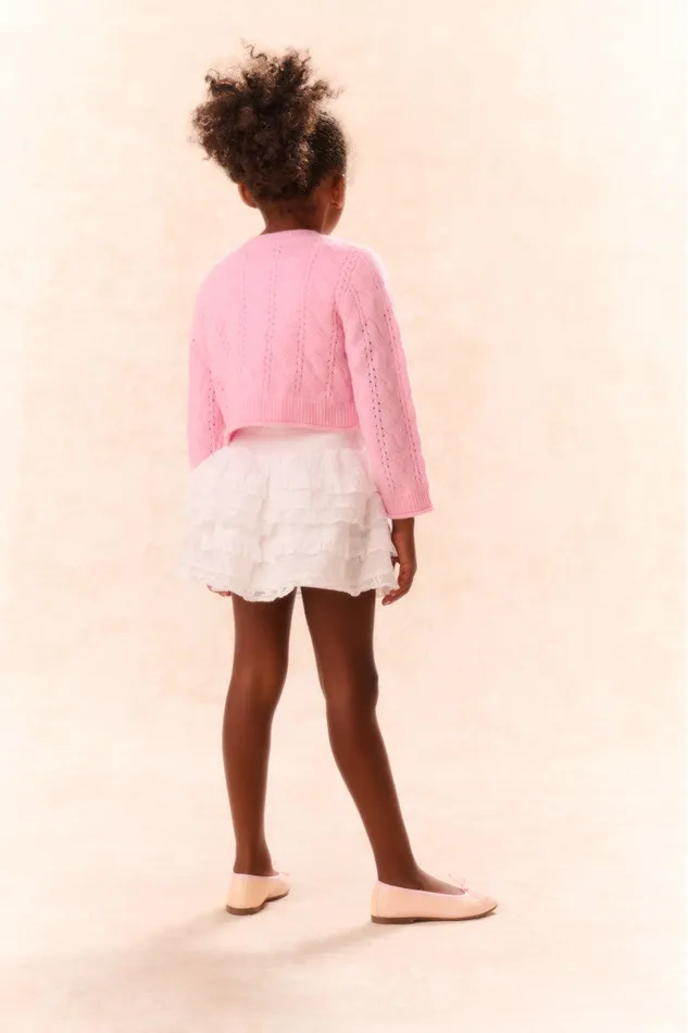 Kids Girls LoveShackFancy Girls Constine WoolCashmere Cardigan Sweet Peony