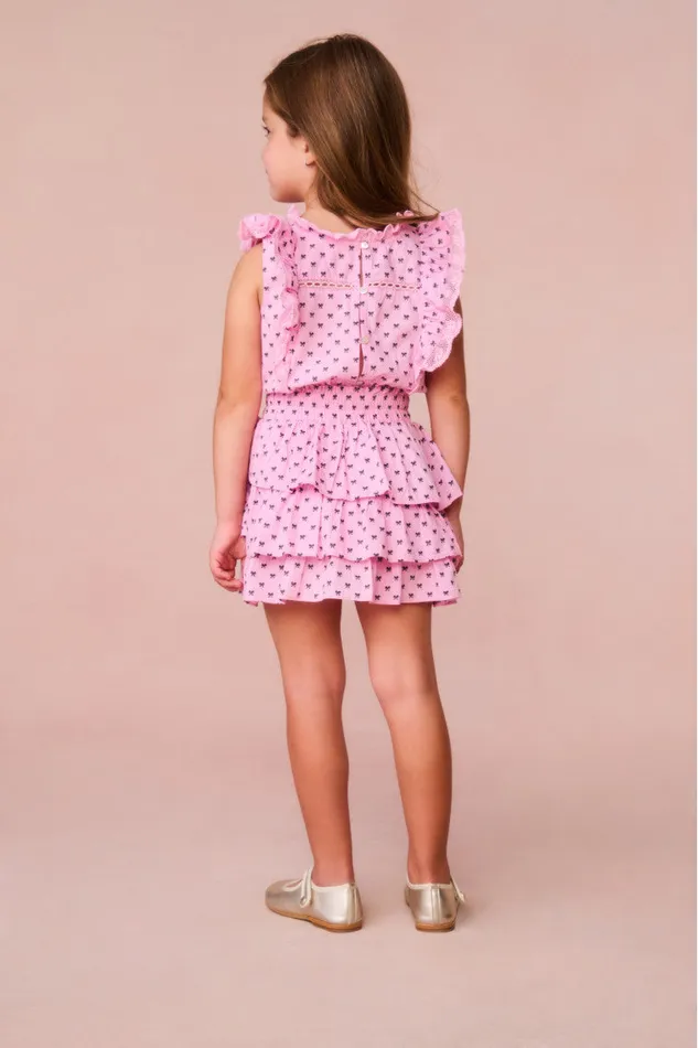 Kids Girls LoveShackFancy Girls Decker Cotton Bow Dress Classic Pink