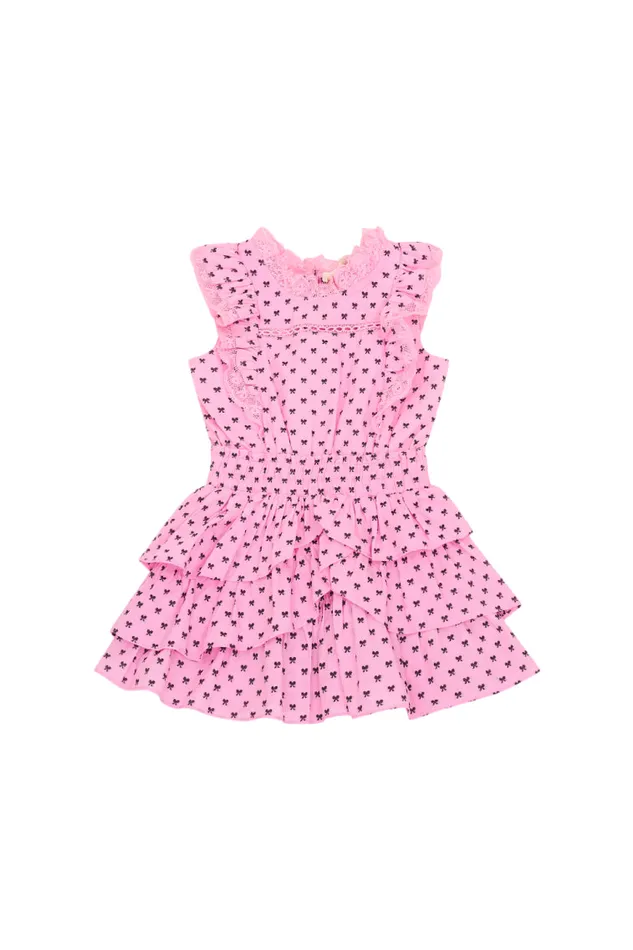 Kids Girls LoveShackFancy Girls Decker Cotton Bow Dress Classic Pink