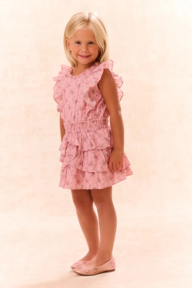Kids Girls LoveShackFancy Girls Decker Cotton Floral Dress Pink Dusk