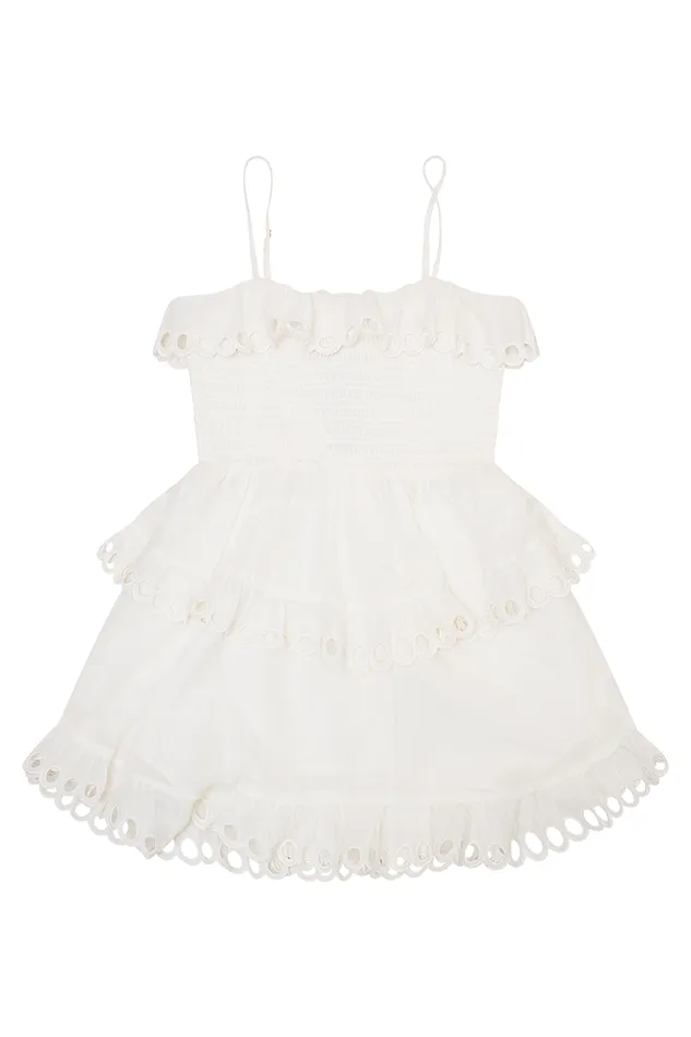 Kids Girls LoveShackFancy Girls Emeline Cotton Dress Soft White