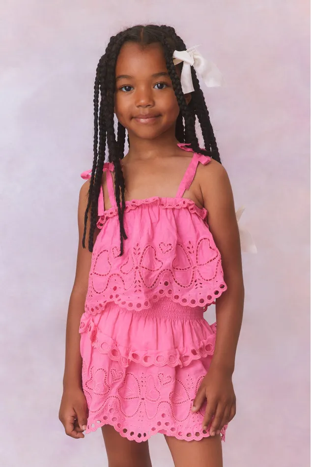 Kids Girls LoveShackFancy Girls Florella Top Strawberry Taffy