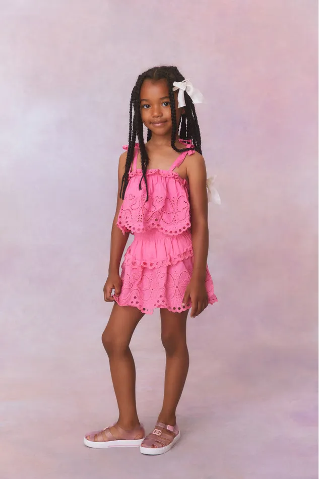 Kids Girls LoveShackFancy Girls Florella Top Strawberry Taffy