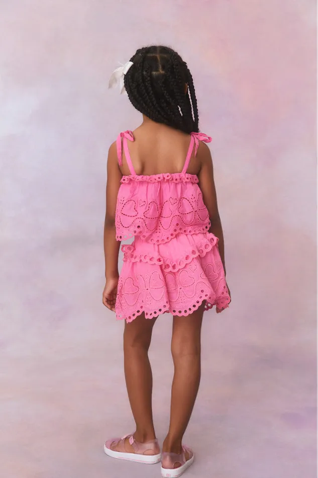 Kids Girls LoveShackFancy Girls Florella Top Strawberry Taffy