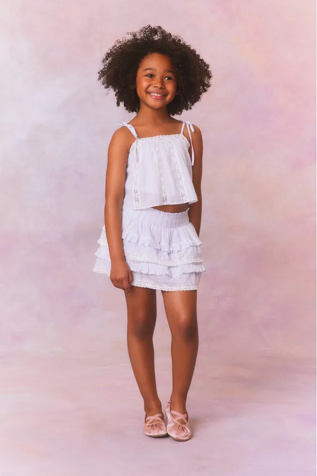 Kids Girls LoveShackFancy Girls Galine Cotton Stripe Top Vintage Voyage