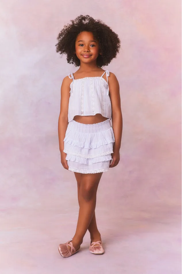 Kids Girls LoveShackFancy Girls Galine Cotton Stripe Top Vintage Voyage