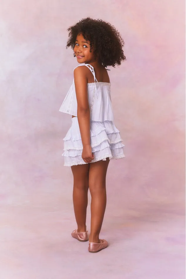 Kids Girls LoveShackFancy Girls Galine Cotton Stripe Top Vintage Voyage