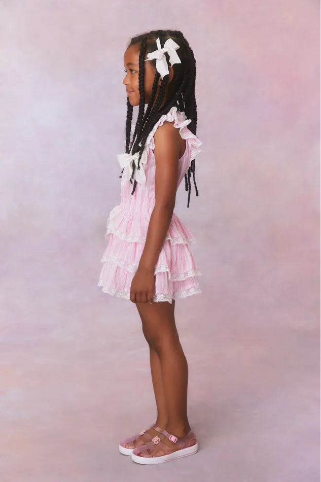 Kids Girls LoveShackFancy Girls Janelly Cotton Stripe Dress Captiva Pink