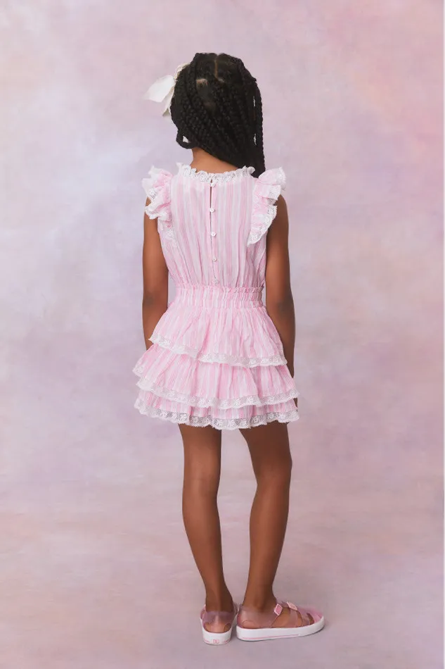 Kids Girls LoveShackFancy Girls Janelly Cotton Stripe Dress Captiva Pink