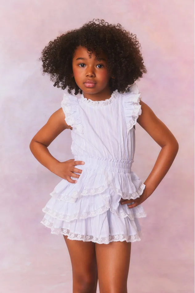 Kids Girls LoveShackFancy Girls Janelly Cotton Stripe Dress Vintage Voyage