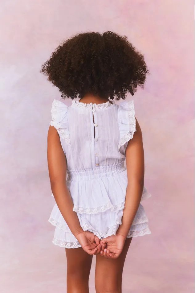 Kids Girls LoveShackFancy Girls Janelly Cotton Stripe Dress Vintage Voyage