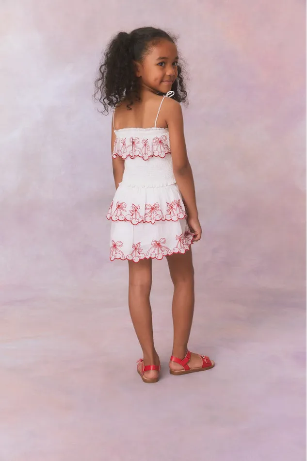 Kids Girls LoveShackFancy Girls Little Ruffle Mini Skirt Candy Red