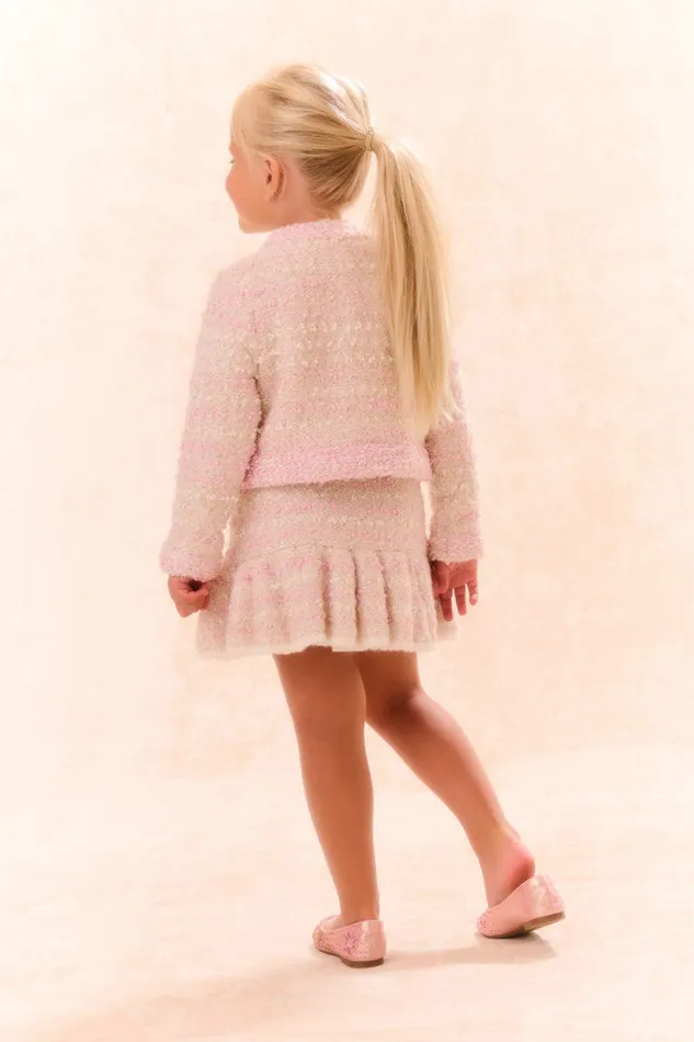 Kids Girls LoveShackFancy Girls Loki Knit Cardigan Vanilla Blush