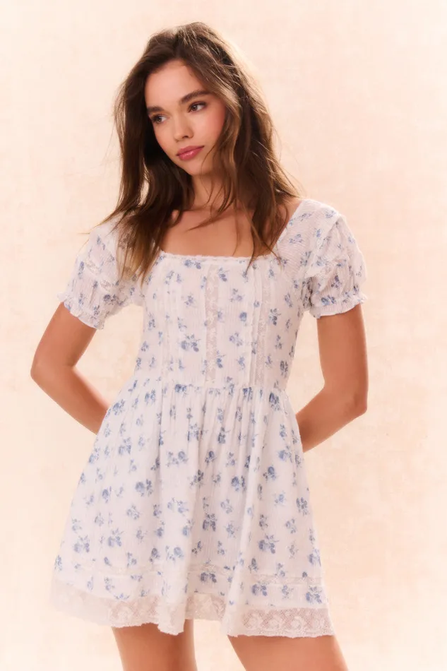 Kids Girls LoveShackFancy Girls Magica Floral Dress Ashen Blue