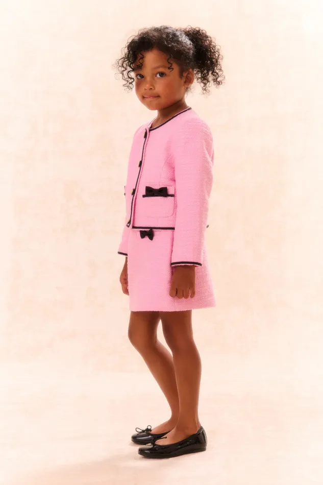 Kids Girls LoveShackFancy Girls Mahoney Tweed Jacket Pirouette Pink