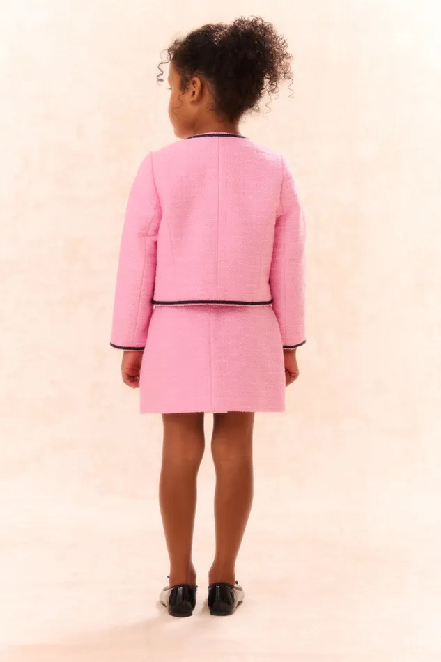 Kids Girls LoveShackFancy Girls Mahoney Tweed Jacket Pirouette Pink
