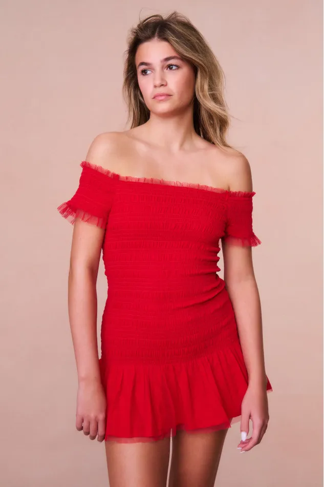 Kids Girls LoveShackFancy Girls Mosa Off Crimson Red