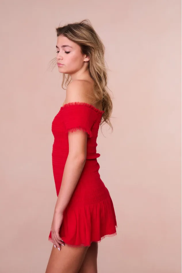 Kids Girls LoveShackFancy Girls Mosa Off Crimson Red