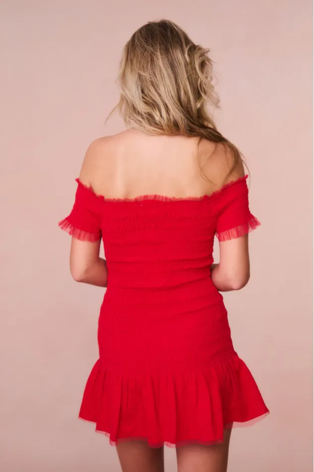 Kids Girls LoveShackFancy Girls Mosa Off Crimson Red