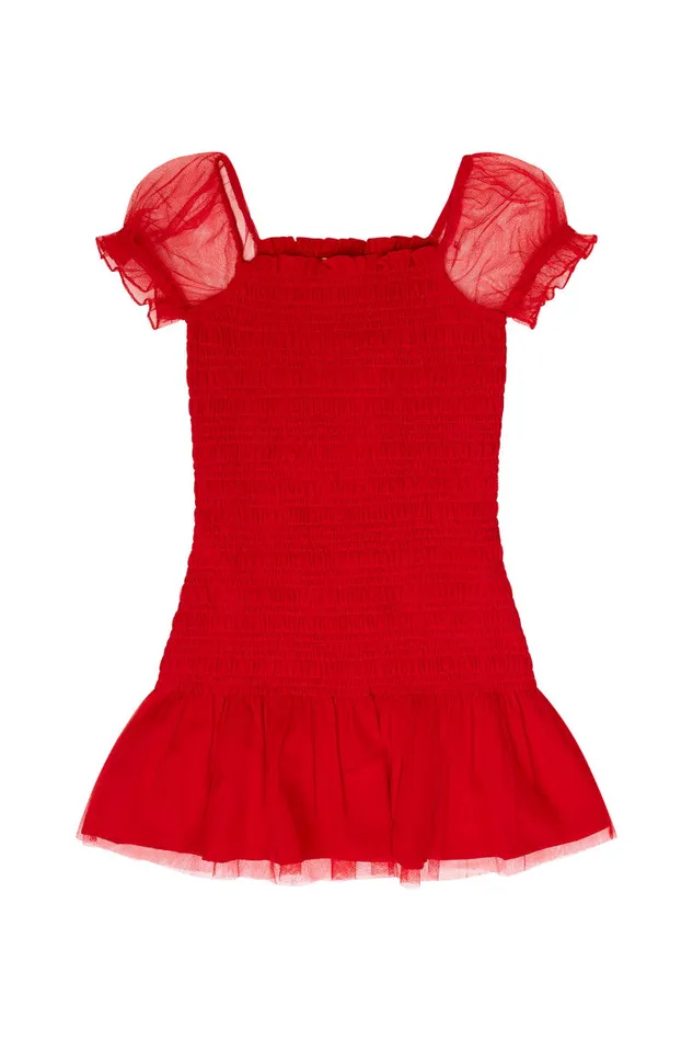 Kids Girls LoveShackFancy Girls Mosa Off Crimson Red