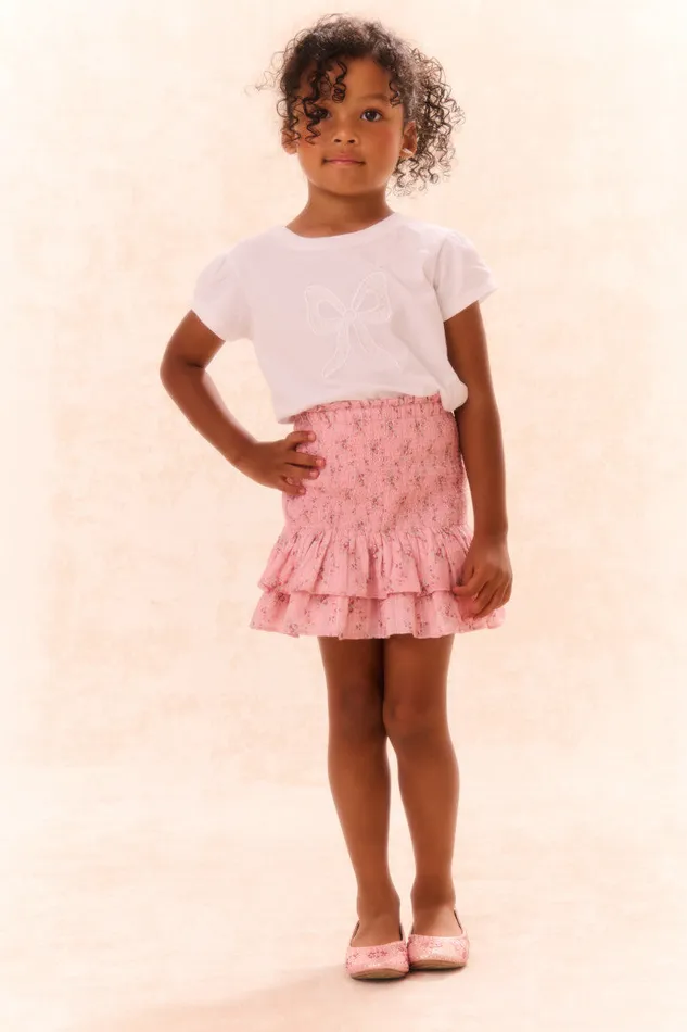 Kids Girls LoveShackFancy Girls Tilliat Cotton Bow Tee White