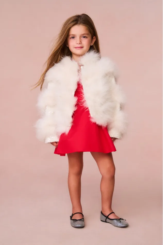 Kids Girls LoveShackFancy Girls Trislyn Fur Jacket Cream