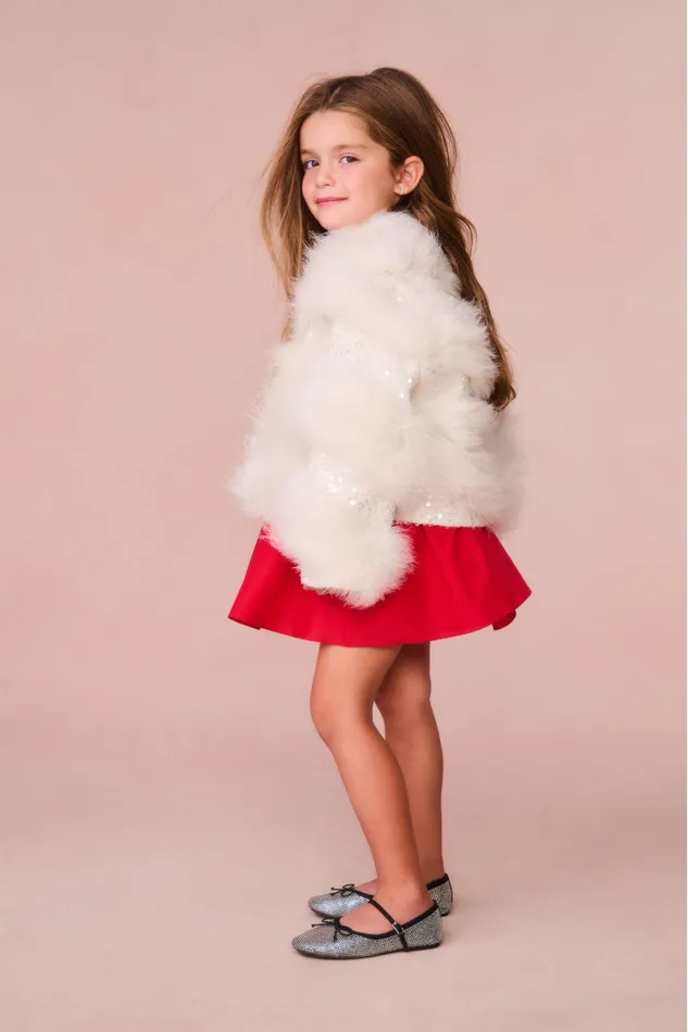 Kids Girls LoveShackFancy Girls Trislyn Fur Jacket Cream