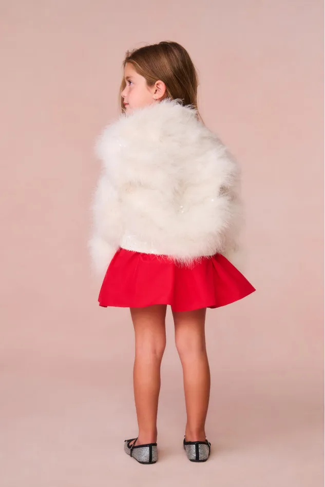 Kids Girls LoveShackFancy Girls Trislyn Fur Jacket Cream