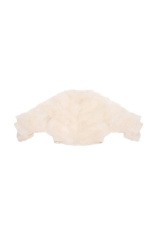 Kids Girls LoveShackFancy Girls Trislyn Fur Jacket Cream