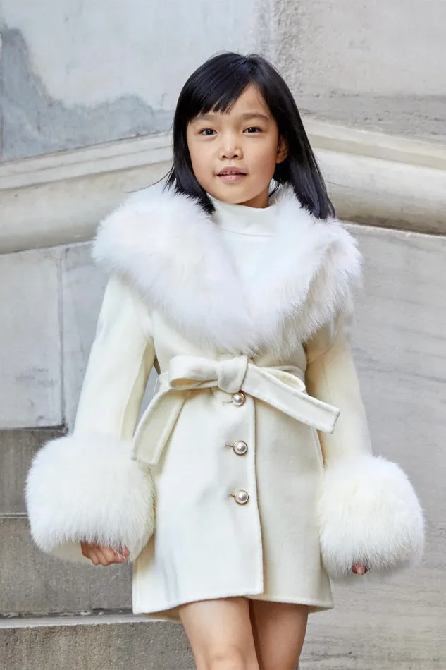 Kids Girls LoveShackFancy Susanna Chow Girls Mini Jojo Cashmere Fur Coat Cream Kids Girls LoveShackFancy Susanna Chow Girls Mini Jojo Cashmere Fur Coat Cream
