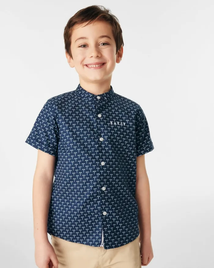 Kids IONATAN 8211 T Print Short Sleeve Shirt Navy Ted Baker Tops