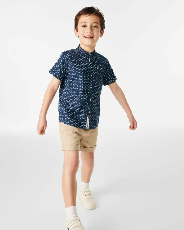 Kids IONATAN 8211 T Print Short Sleeve Shirt Navy Ted Baker Tops