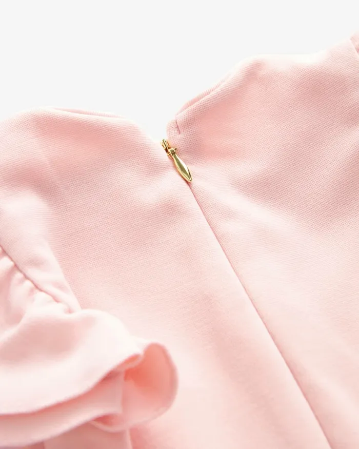 Kids ISSYBLL 8211 Frill Sleeve Dress With Floral Skirt Pink Ted Baker Dresses Kids ISSYBLL 8211 Frill Sleeve Dress With Floral Skirt Pink Ted Baker Dresses