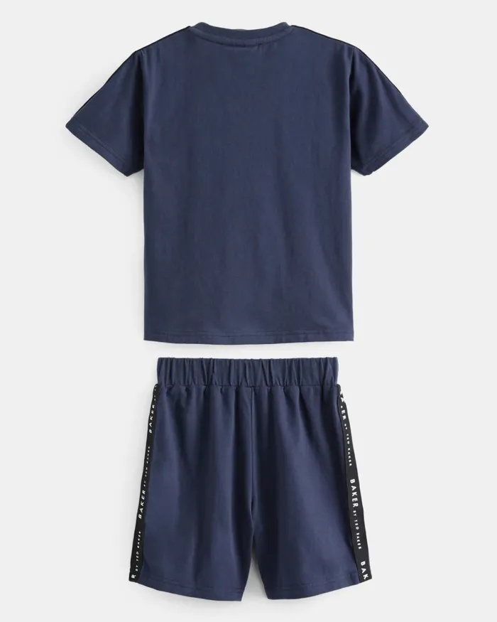 Kids KALOYAN 8211 2 Pack Of Branded Short Pyjama Sets Navy Ted Baker Tops