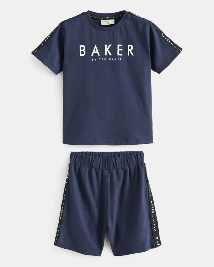 Kids KALOYAN 8211 2 Pack Of Branded Short Pyjama Sets Navy Ted Baker Tops