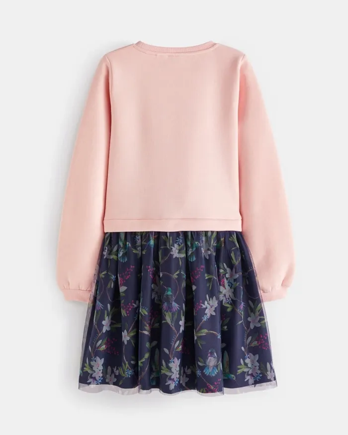 Kids KEEYLE 8211 Branded Sweatshirt Dress With Mesh Skirt Pink Ted Baker Dresses