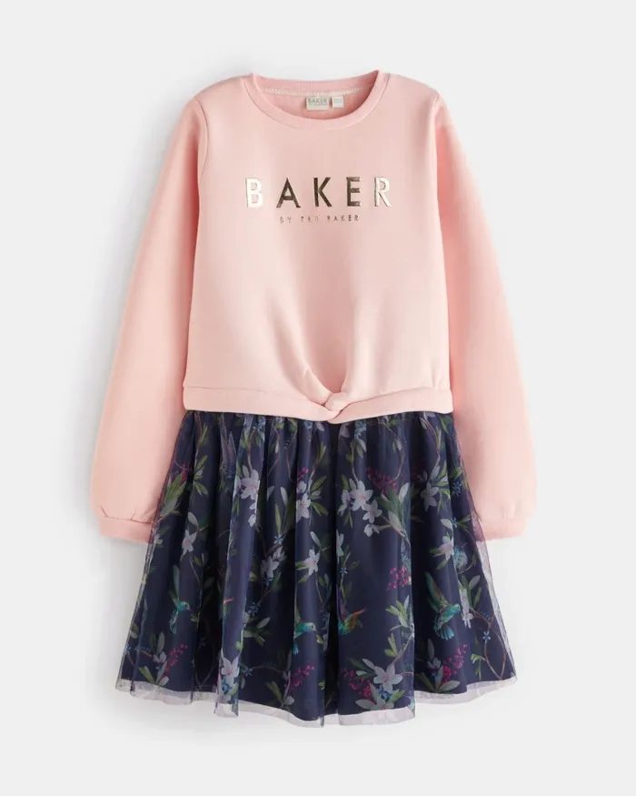 Kids KEEYLE 8211 Branded Sweatshirt Dress With Mesh Skirt Pink Ted Baker Dresses Kids KEEYLE 8211 Branded Sweatshirt Dress With Mesh Skirt Pink Ted Baker Dresses