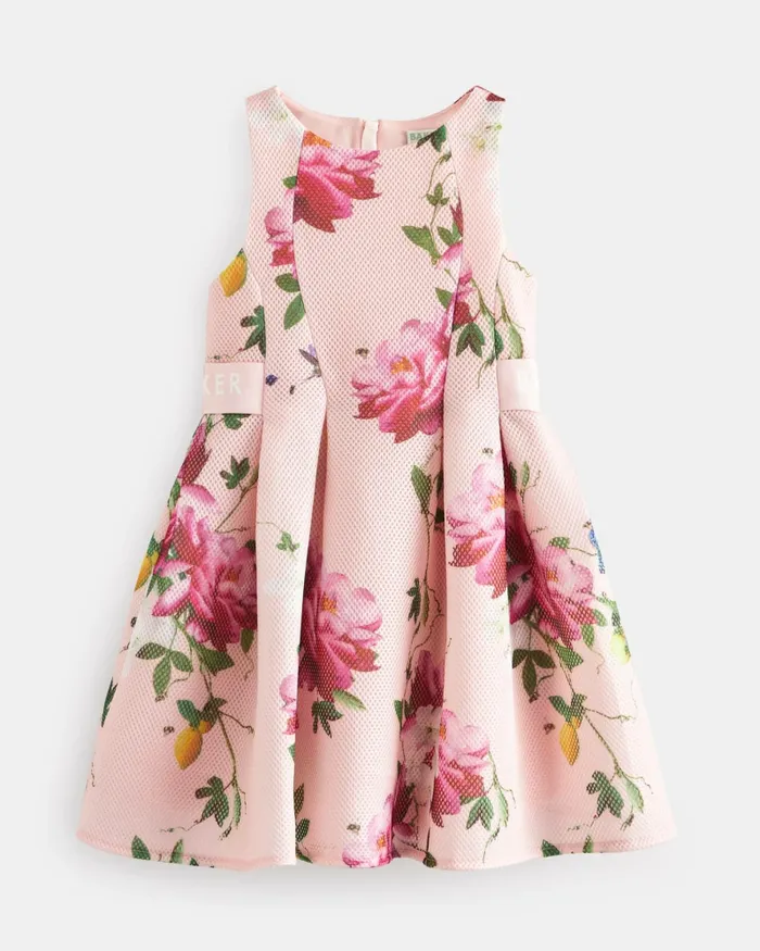 Kids KEEYLII 8211 Sleeveless Floral Pleated Mesh Dress Pink Ted Baker Dresses Kids KEEYLII 8211 Sleeveless Floral Pleated Mesh Dress Pink Ted Baker Dresses