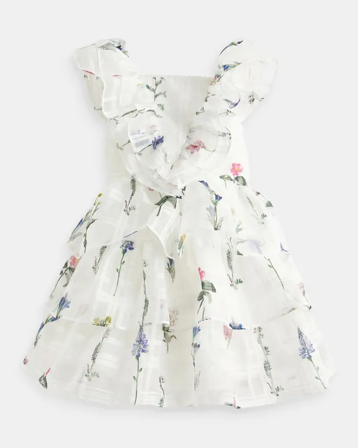 Kids LACENN 8211 Floral Oversized Frill Layered Dress White Ted Baker Dresses Kids LACENN 8211 Floral Oversized Frill Layered Dress White Ted Baker Dresses