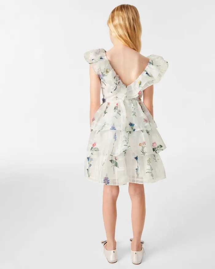 Kids LACENN 8211 Floral Oversized Frill Layered Dress White Ted Baker Dresses Kids LACENN 8211 Floral Oversized Frill Layered Dress White Ted Baker Dresses