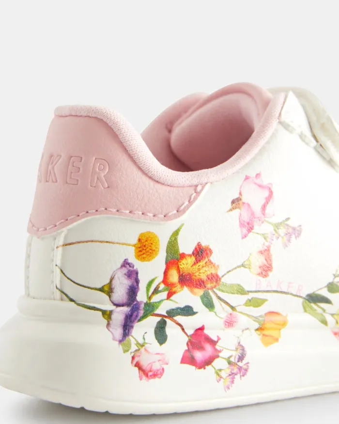 Kids LEYANHA 8211 Chunky Floral Detail Strap Trainers White Ted Baker Younger Girls