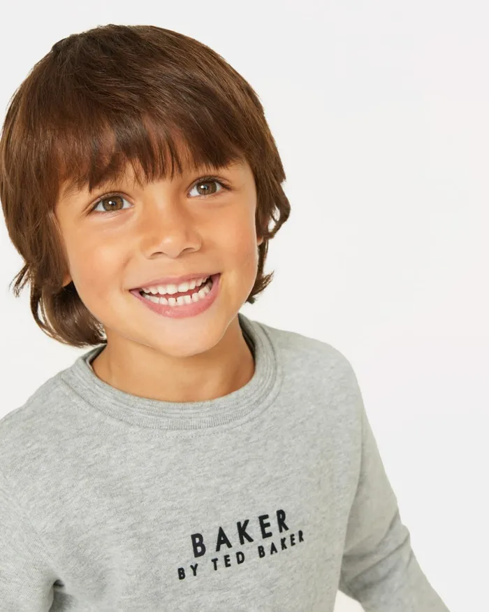 Kids LISSEO 8211 Branded Cotton Sweatshirt Grey Ted Baker Tops Kids LISSEO 8211 Branded Cotton Sweatshirt Grey Ted Baker Tops