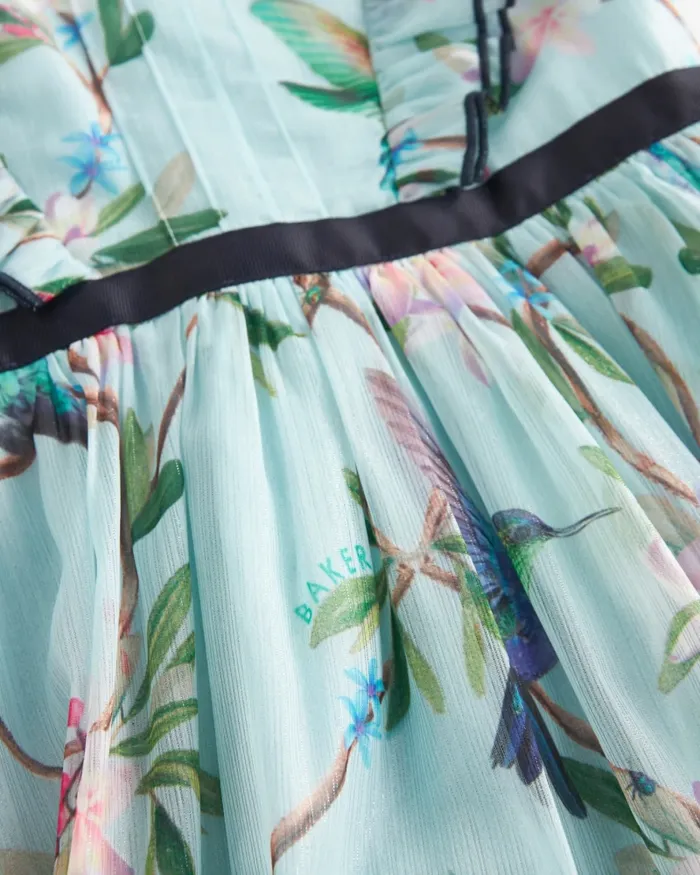 Kids LOTTAR 8211 Ruffled Bodice Floral Chiffon Dress Green Ted Baker Dresses Kids LOTTAR 8211 Ruffled Bodice Floral Chiffon Dress Green Ted Baker Dresses