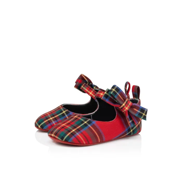 Kids Lou Babe Ballerinas 8211 Tartan Printed Cotton 8211 Multicolor Christian Louboutin Girls