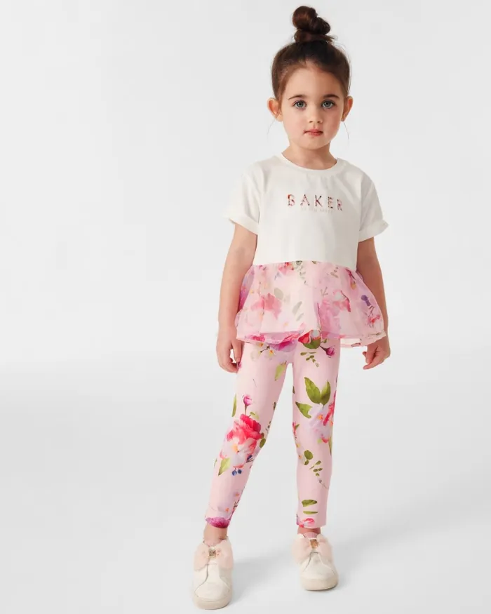 Kids MARRI 8211 Floral Peplum TShirt And Leggings Set Pink Ted Baker Playsuits and Sets Kids MARRI 8211 Floral Peplum TShirt And Leggings Set Pink Ted Baker Playsuits and Sets
