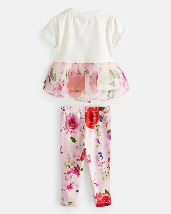 Kids MARRI 8211 Floral Peplum TShirt And Leggings Set Pink Ted Baker Playsuits and Sets Kids MARRI 8211 Floral Peplum TShirt And Leggings Set Pink Ted Baker Playsuits and Sets