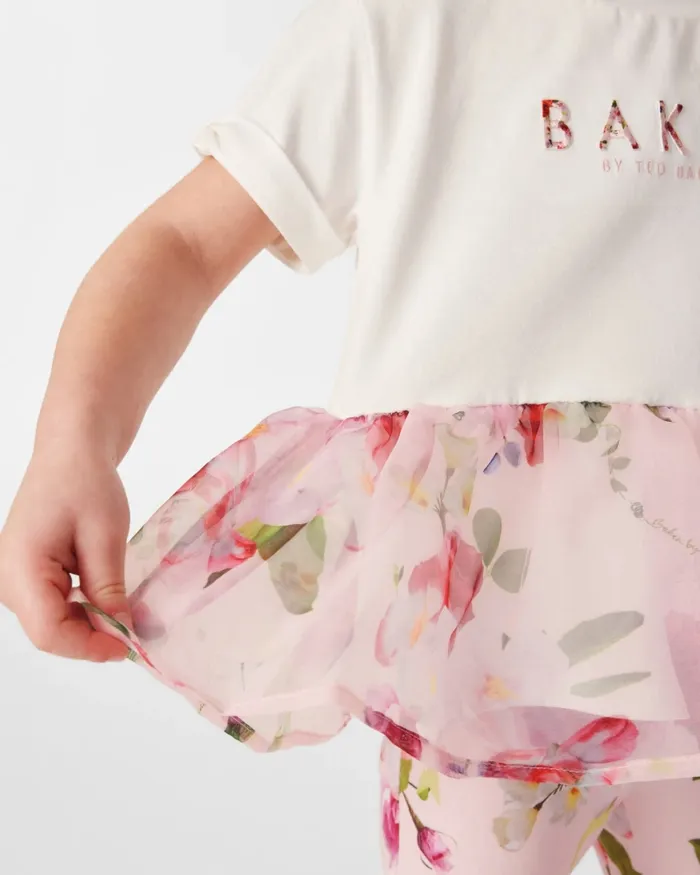 Kids MARRI 8211 Floral Peplum TShirt And Leggings Set Pink Ted Baker Playsuits and Sets Kids MARRI 8211 Floral Peplum TShirt And Leggings Set Pink Ted Baker Playsuits and Sets